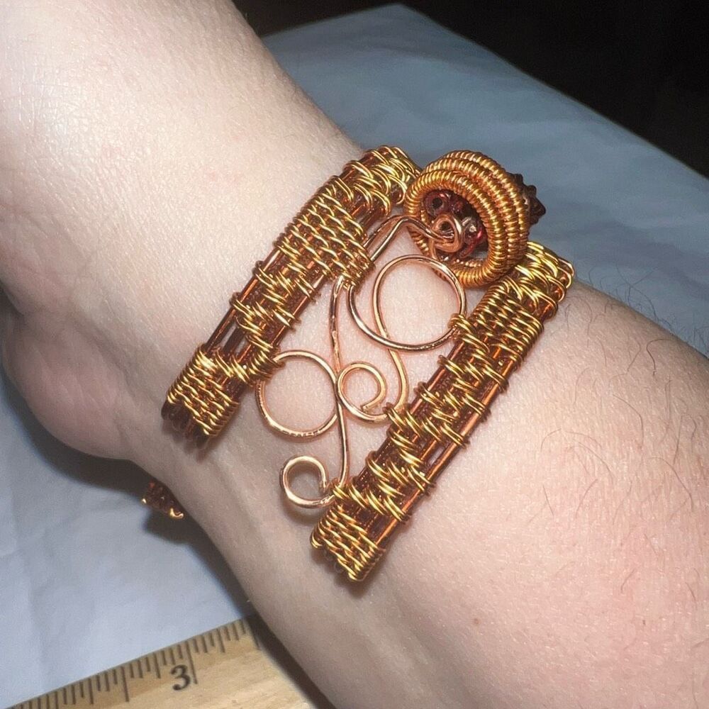Multi Colored Copper Wire Braided Artisan Cuff Br… - image 3